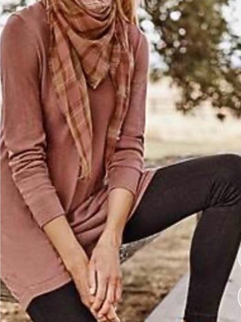 J. Jill - Highland V-Neck Sweater Tunic COLOR: dusty rose, Size XL